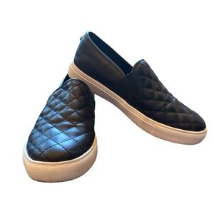 Quilted Black Slip-On Sneakers